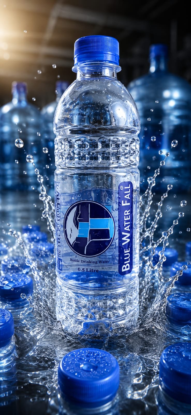 Blue Waterfall branded water bottle